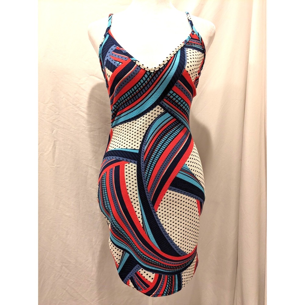 Boohoo Womens Cami/Sheath Shapely and Strapy Abstract Colorful Dress Sz: 4 Artsy